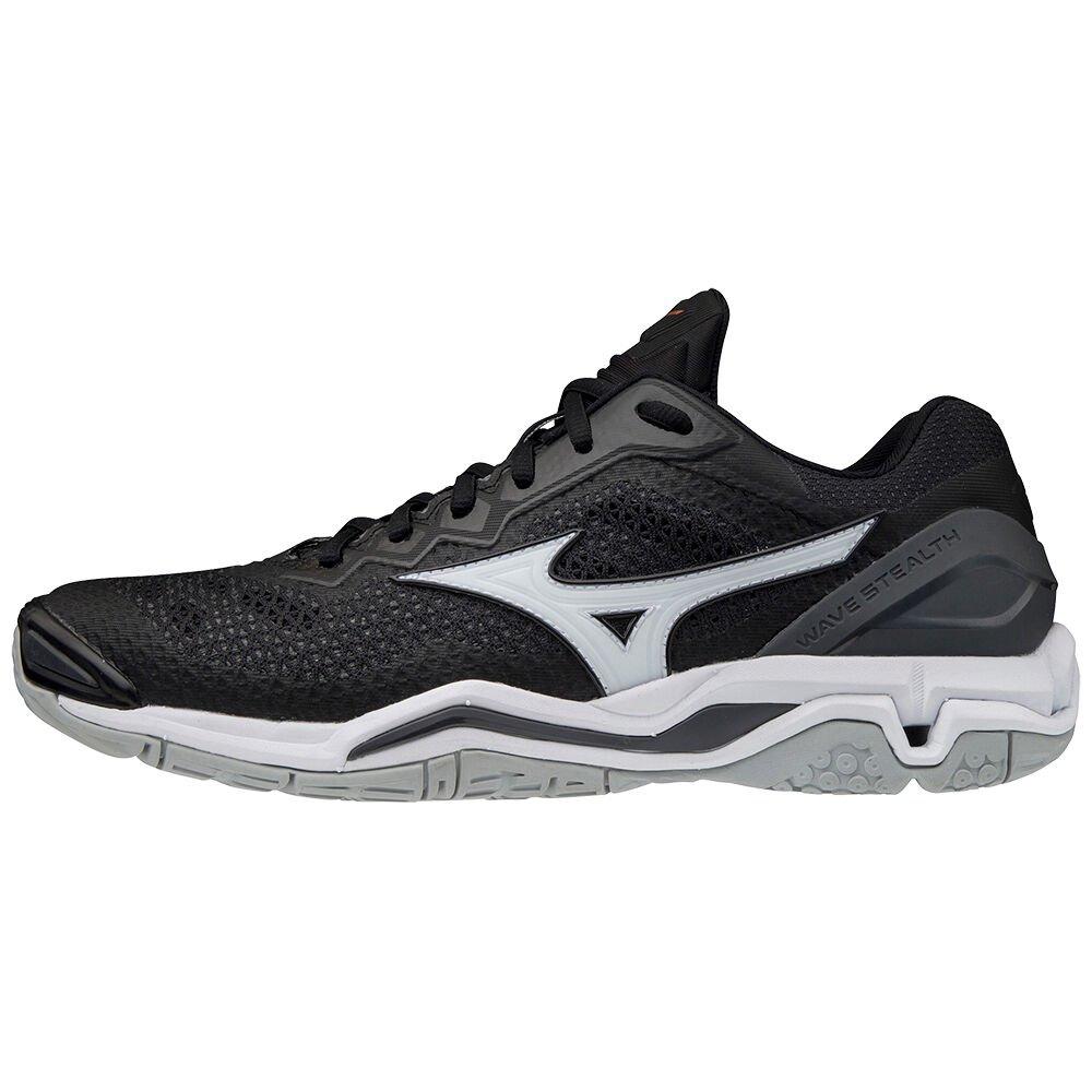 Mizuno Men's Handball Shoes Black/White Wave Stealth V Shoes - X1GA180050